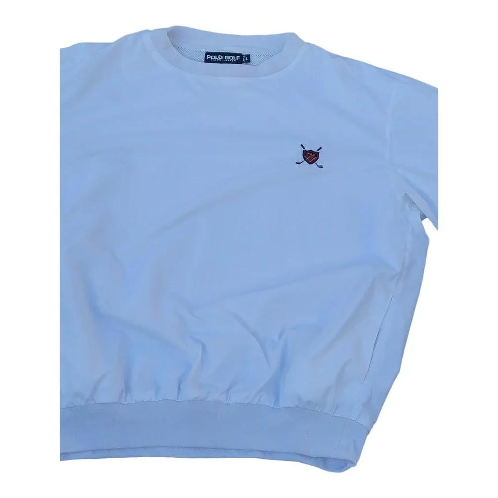 Vintage Ralph Lauren Polo Golf Windbreaker Crewneck Jacket Size Large White BG